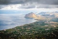 Beautiful view of Sicily seashore from Erice city mounrain
