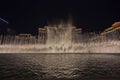 Beautiful view of sights of Las Vegas at night on Strip overlooking fountains of Bellagio hotel. Las Vegas. Royalty Free Stock Photo