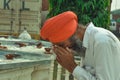 A beautiful view of a Sikh devotee in gurudwara shri guru ka taal in Agra, India Royalty Free Stock Photo