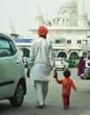 A beautiful view of a Sikh devotee in gurudwara shri guru ka taal in Agra, India Royalty Free Stock Photo