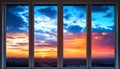 Beautiful view of sky through windows in day and night, collage Royalty Free Stock Photo