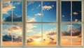 Beautiful view of sky through windows in day and night, collage Royalty Free Stock Photo