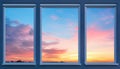 Beautiful view of sky through windows in day and night, collage Royalty Free Stock Photo