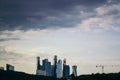 Beautiful view of the skyscrapers of the business center of Moscow city and the Moscow river at sunset. Business center in Russia Royalty Free Stock Photo