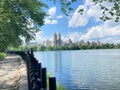 Beautiful view of skyscrapers seen from the Central park in New York