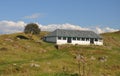 Beautiful view of slate roofed home in mountain of Himachal Pradesh