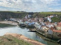 Beautiful view of small houses and river in Staithes 
Village, England Royalty Free Stock Photo
