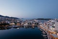 Beautiful view of small town Agios Nikolaos and Voulismeni lake in Crete island, Greece. Royalty Free Stock Photo