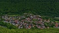 Small village Honau, part of Lichtenstein, Germany located in Echaz valley in low mountain range Swabian Alb. Royalty Free Stock Photo