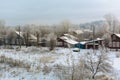 Beautiful view of a snow covered village at winter