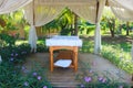 Beautiful view on spa massage room at beachside in bungalow Royalty Free Stock Photo