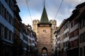 Beautiful view of the Spalentor, a Historical landmark in Basel, Switzerland