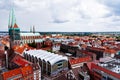 Beautiful view of St. Mary\'s Church and the cityscape of Lubeck in Germany Royalty Free Stock Photo