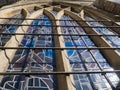 Beautiful view of stained glass window outside a church Royalty Free Stock Photo