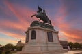 Beautiful view with Statue of Archduke Charles on Heldenplatz square and Museum of Natural History dome, Vienna, Austria