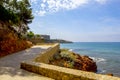 Sea stones beach. Stones on the coast of Spain Royalty Free Stock Photo