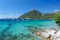 Beautiful view of stone landscape and blue Mediterranean sea. Fantastic view on beach. Spain.