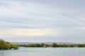 A beautiful view of the strange mangrove forests that grow on the water and a tourist boat is cruising the route. Royalty Free Stock Photo
