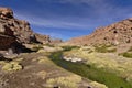 Beautiful view of the stream between mountains full of lush vege Royalty Free Stock Photo