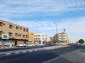 Beautiful view of a street with residential buildings in Hofuf al Hasa, Saudi Arabia