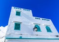 Beautiful view of street with typical arabic architecture in Asilah. Location: Asilah, North Morocco, Africa. Artistic picture.