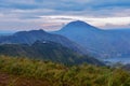 Beautiful view and sunrise on lake Toba from Berastagi, Medan, Indonesia Royalty Free Stock Photo