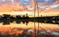 Beautiful view of sunrise over the Margaret Hunt Hill Bridge. Dallas, Texas Royalty Free Stock Photo