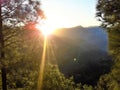 A Beautiful view of Sunset across the Mountains Royalty Free Stock Photo