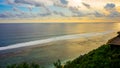 Beautiful view of the sunset on the beach from the top of the cliff Royalty Free Stock Photo