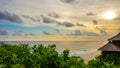 Beautiful view of the sunset on the beach from the top of the cliff Royalty Free Stock Photo