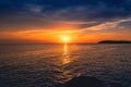 Beautiful view of a sunset near beach Verudela in Croatia