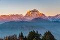 Beautiful view of sunset over the Dhaulagirin mountain range from Poonhill ghorepani Nepal