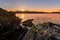 Beautiful view sunset rocks bay Atlantic Way Charles Fort Kinsale Cork Ireland Royalty Free Stock Photo