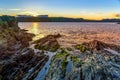 Beautiful view sunset rocks bay Atlantic Way Charles Fort Kinsale Cork Ireland Royalty Free Stock Photo