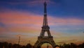 Sunset sky scene with the famous Eiffel Tower in Paris, France. Paris Best Destinations in Europe Royalty Free Stock Photo