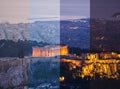 The city of Athens and Acropolis of Athens from sunset to night, Athens, Greece Royalty Free Stock Photo