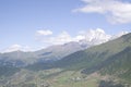Beautiful view of Svaneti valley of a village Zhabeshi and peaks Ushba , Svaneti Royalty Free Stock Photo