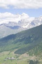 Beautiful view of Svaneti valley of a village Zhabeshi and peaks Ushba , Svaneti Royalty Free Stock Photo