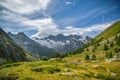 Beautiful view on Swiss Alps above the small village of Saas-Fee