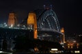 Sydney Harbour Bridge Night View From the Rocks District at Sydney New South Wales Australia. Royalty Free Stock Photo