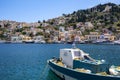 A Beautiful View of Symi Harbor in Greece on a Sunny Day Royalty Free Stock Photo