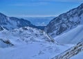 Beautiful view of the Tatra mountains in sunny and chilly day.