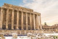 Beautiful view of the Temple of Bacchus in the ancient city of Baalbek