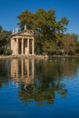 Beautiful view of Temple of Esculapio, Villa Borghese in Rome, Pincian Hill