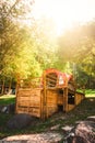 Tent on a bamboo floor on hill nature background