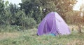 Beautiful view. Tent in the summer forest