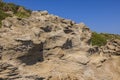 Beautiful view of texture of mountain on island in Greece. Royalty Free Stock Photo