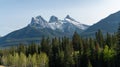 Beautiful view of Three sisters peaks near Canmore Canada Royalty Free Stock Photo