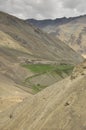 Beautiful view of a tiny village which located in dry mountains on the way of Darcha-Padum, Ladakh, INDIA Royalty Free Stock Photo