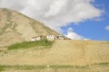 Beautiful view of a tiny village which located in dry mountains on the way of Darcha-Padum, Ladakh, INDIA Royalty Free Stock Photo